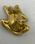 Vintage Brass Frog Relaxing On Back