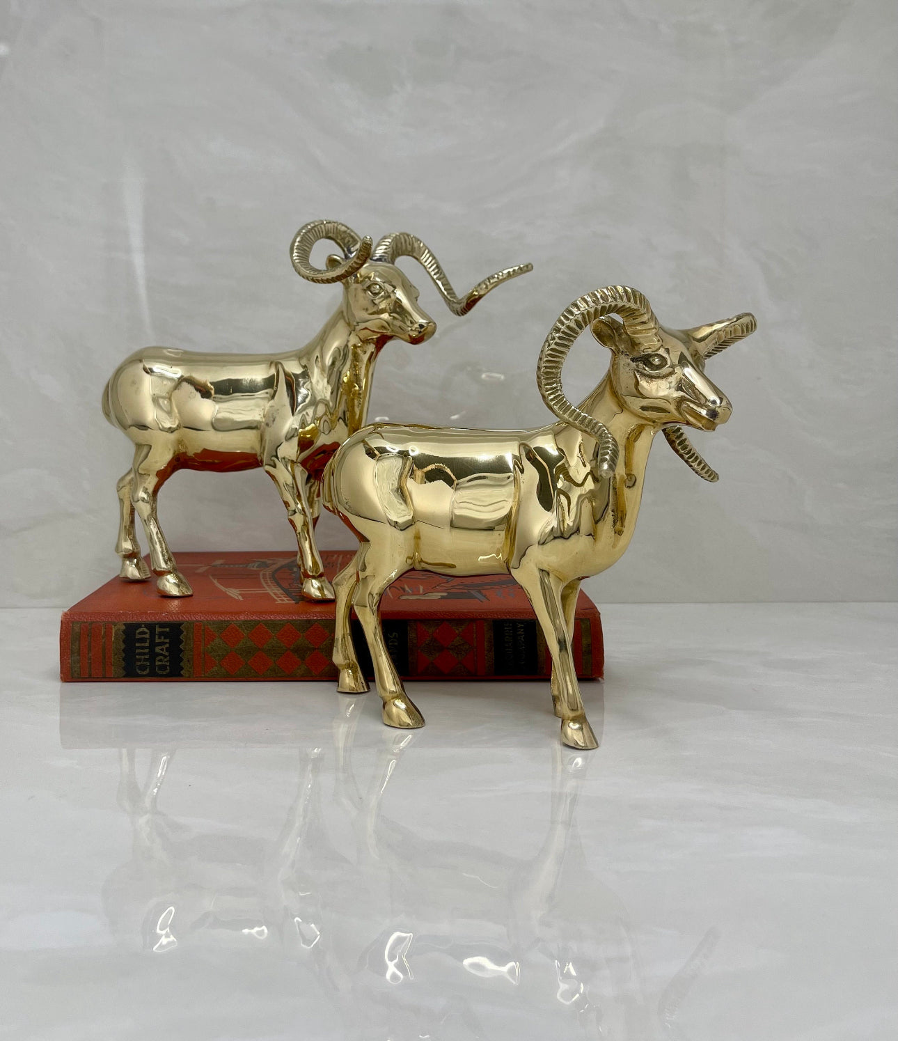 Cute Vintage Brass Antelopes-A Pair