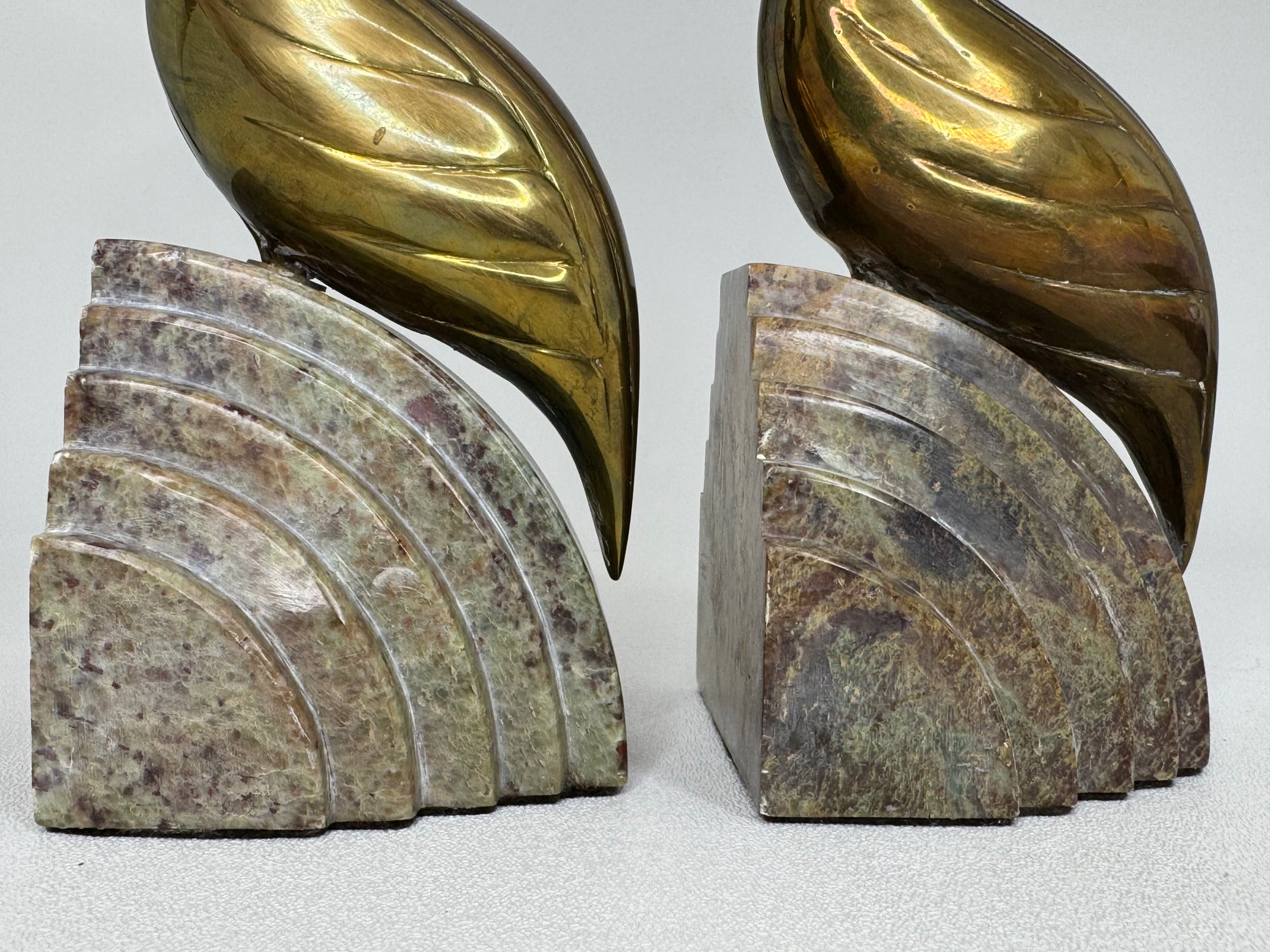 Nora Fenton Cardinal Brass and Marble Bookends