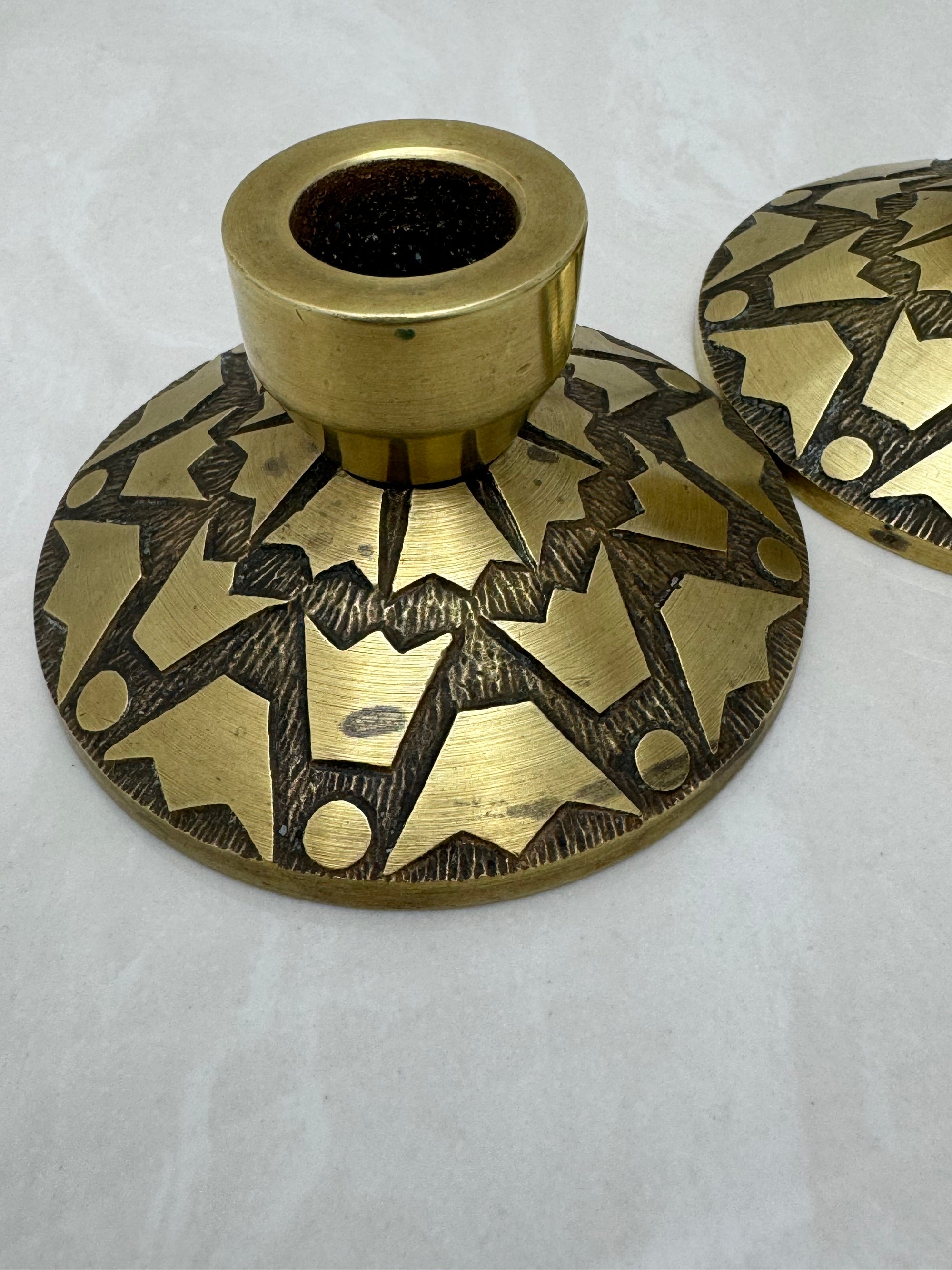 Vintage Brass Candlestick Holders with Crown Motifs - Inspired by Nordisk Malm