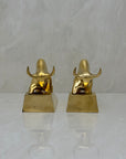 Vintage Brass Charging Bulls-A Pair