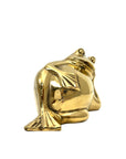Vintage Polished Unlacquered Brass Relaxed Frog Sculpture Over 3 Pounds- Made in Korea