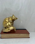 Vintage Brass Mama Bear and Cub on Rock