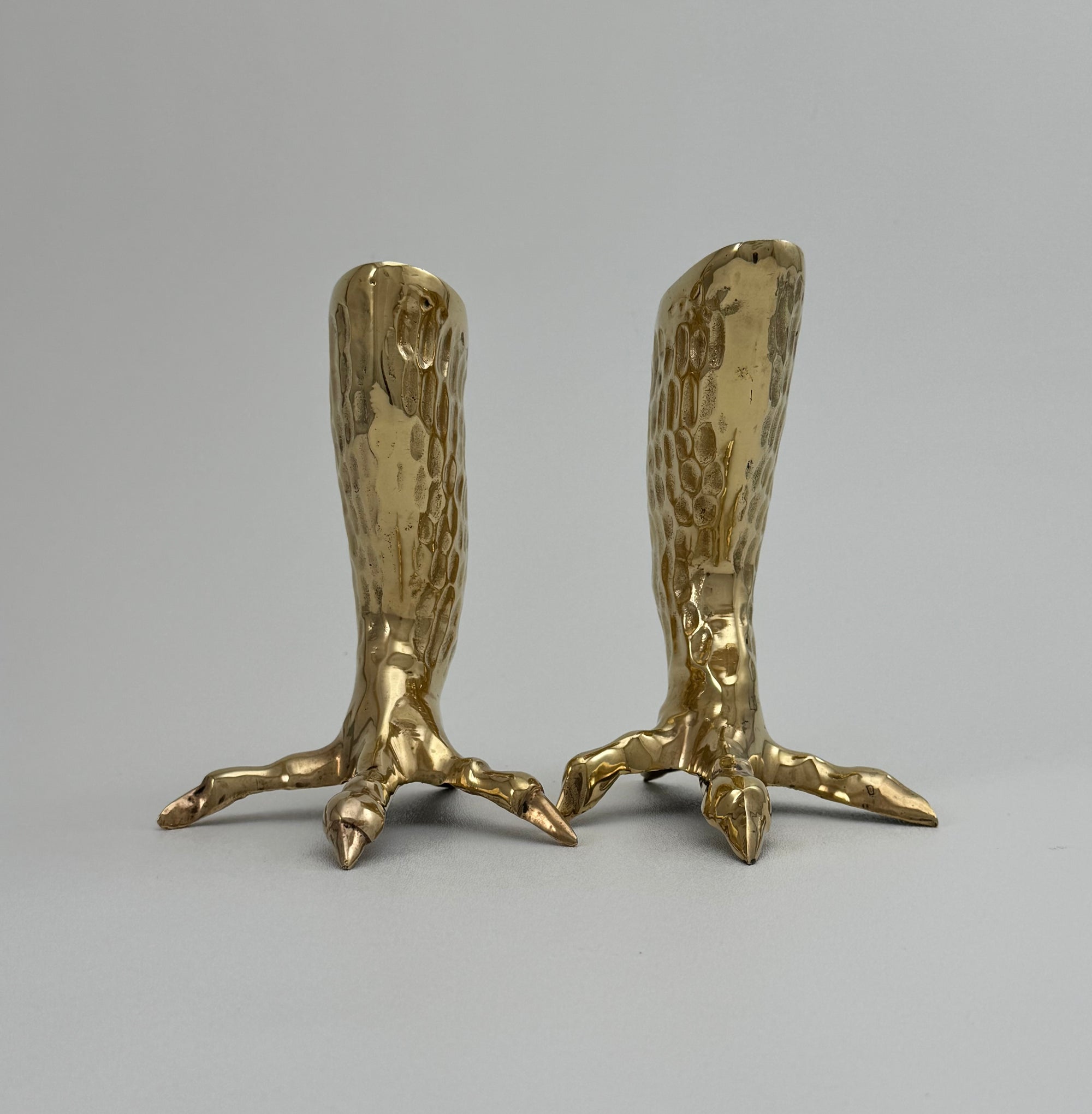 Pair of Vintage Brass Eagle Talon Candlesticks