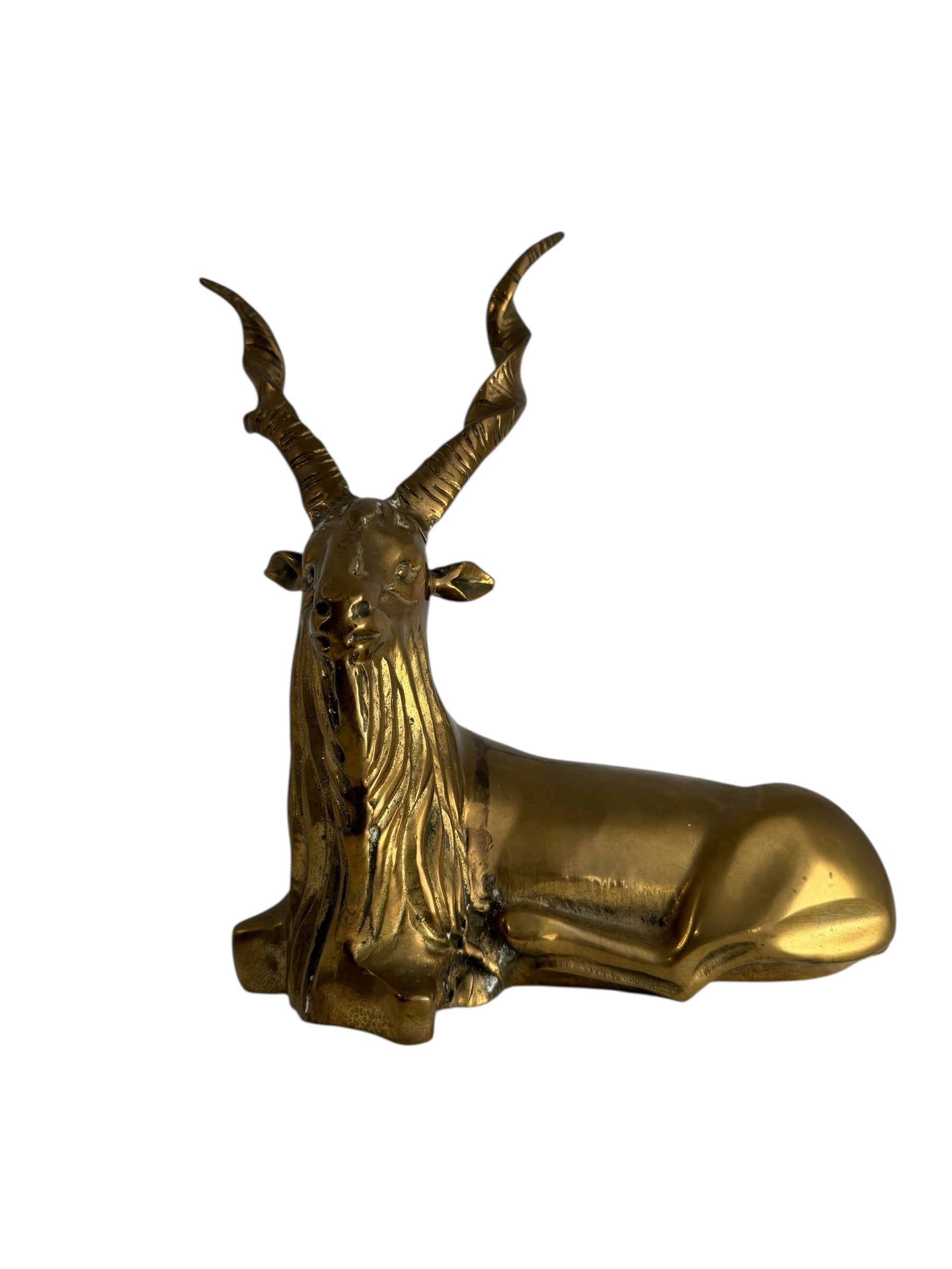 Vintage Brass Antelope with Spiral Horns