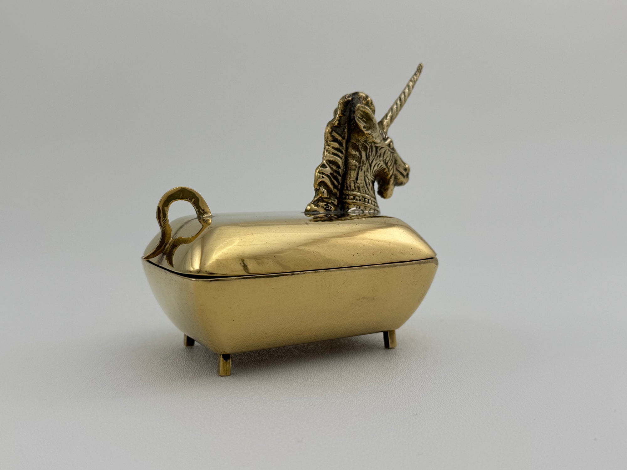 Vintage Brass Unicorn Trinket Box