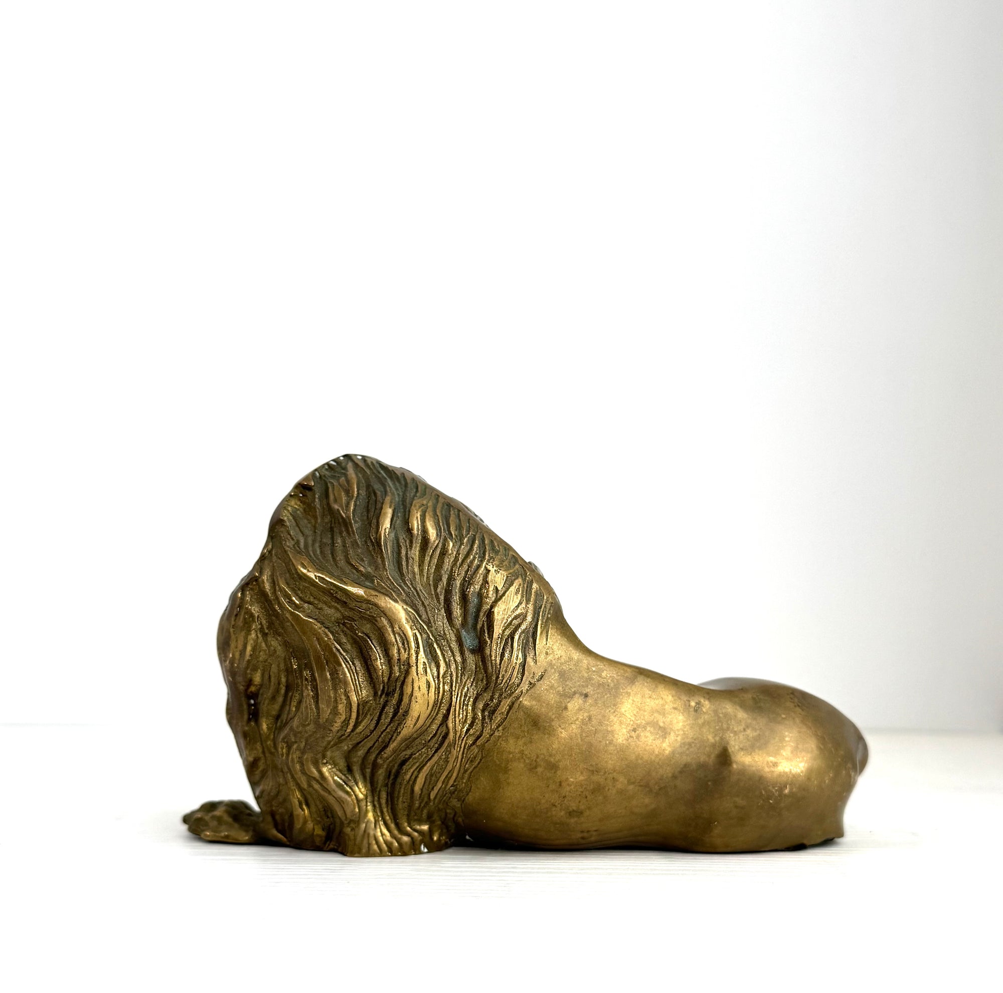 Vintage Brass Lion Sculpture