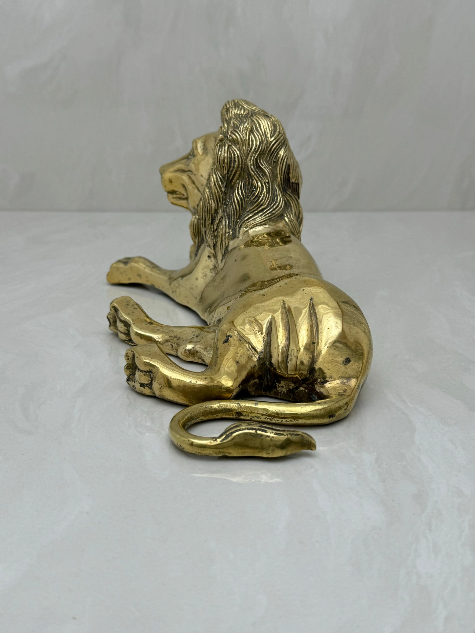 Highly Detailed Vintage Brass Lion