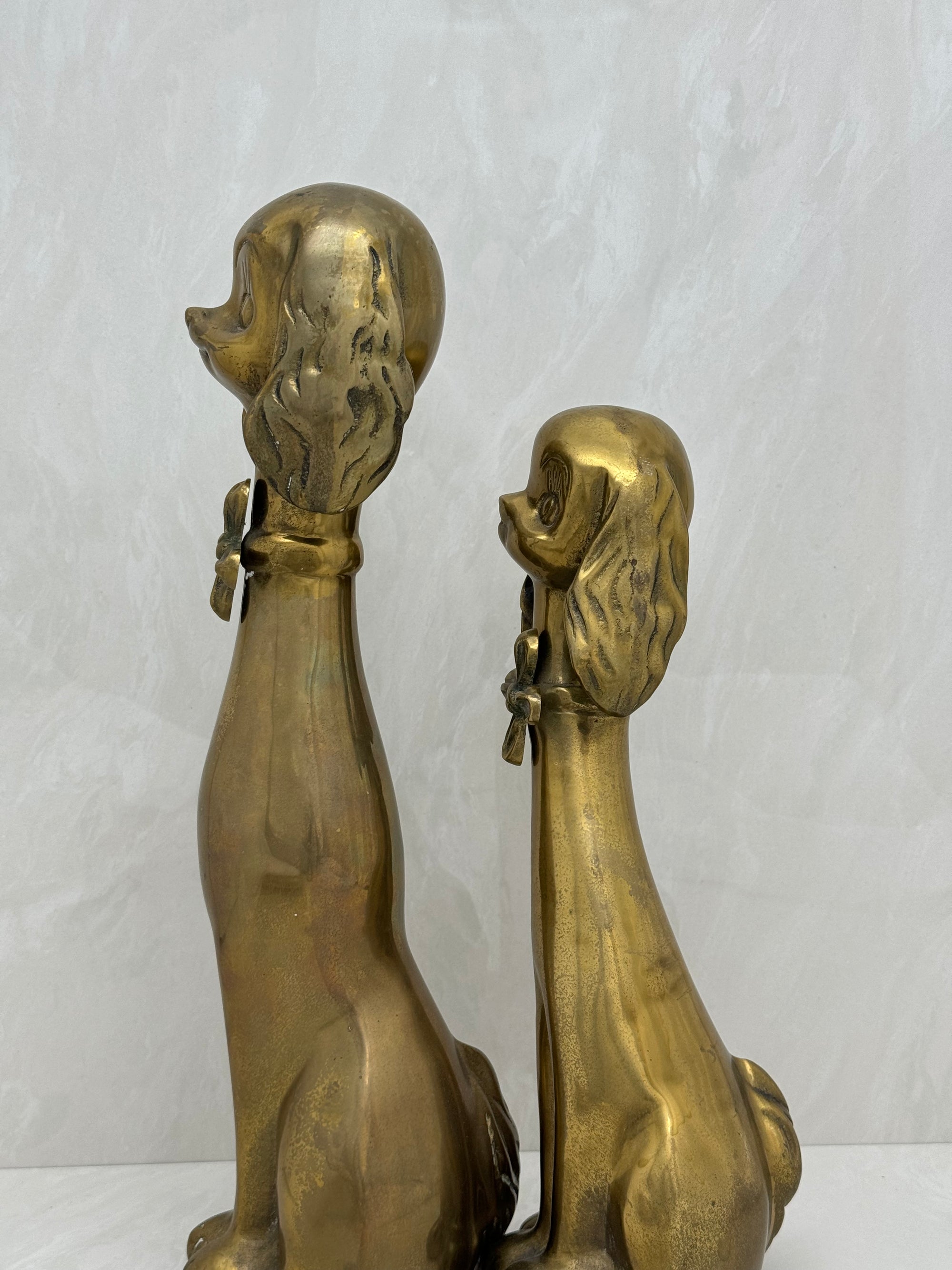 Large Vintage Brass Puppy Duo-A Pair