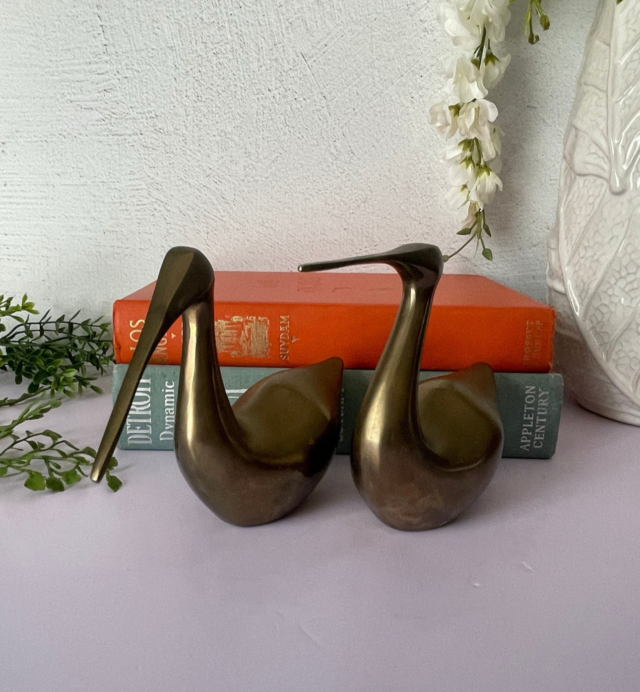 Vintage Brass MCM Sleek Beak Ducks- A Pair