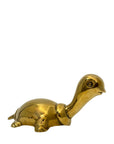 Vintage Brass Turtle Figurine | Long-Necked Mid-Century Modern Animal Sculpture