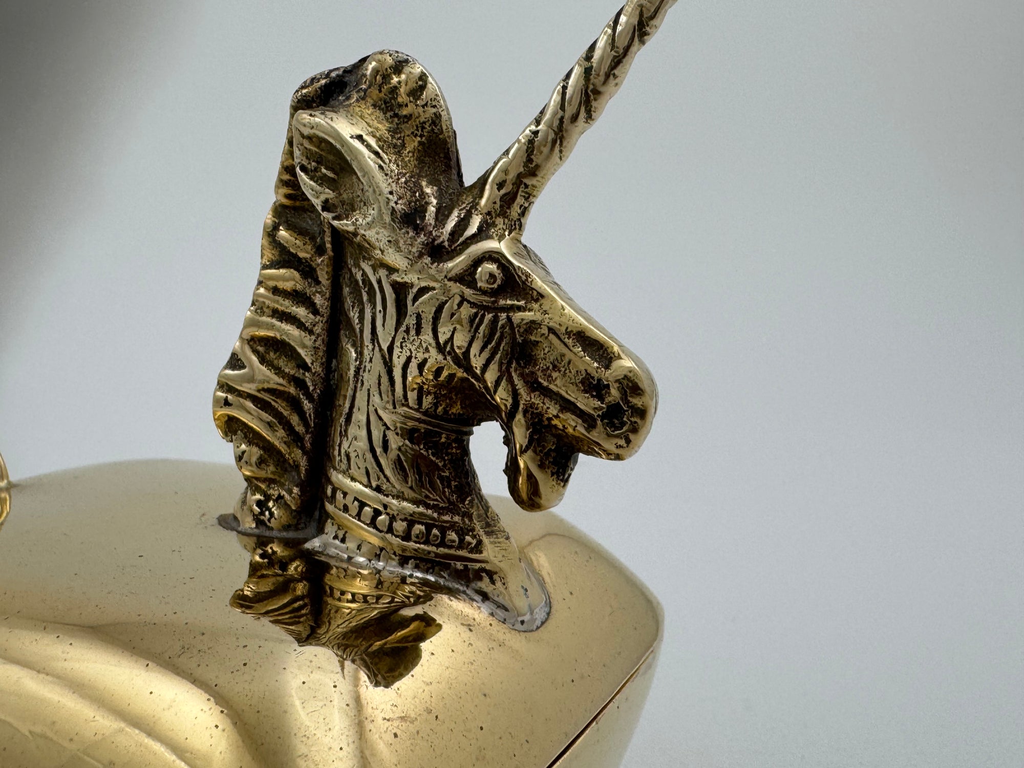 Vintage Brass Unicorn Trinket Box
