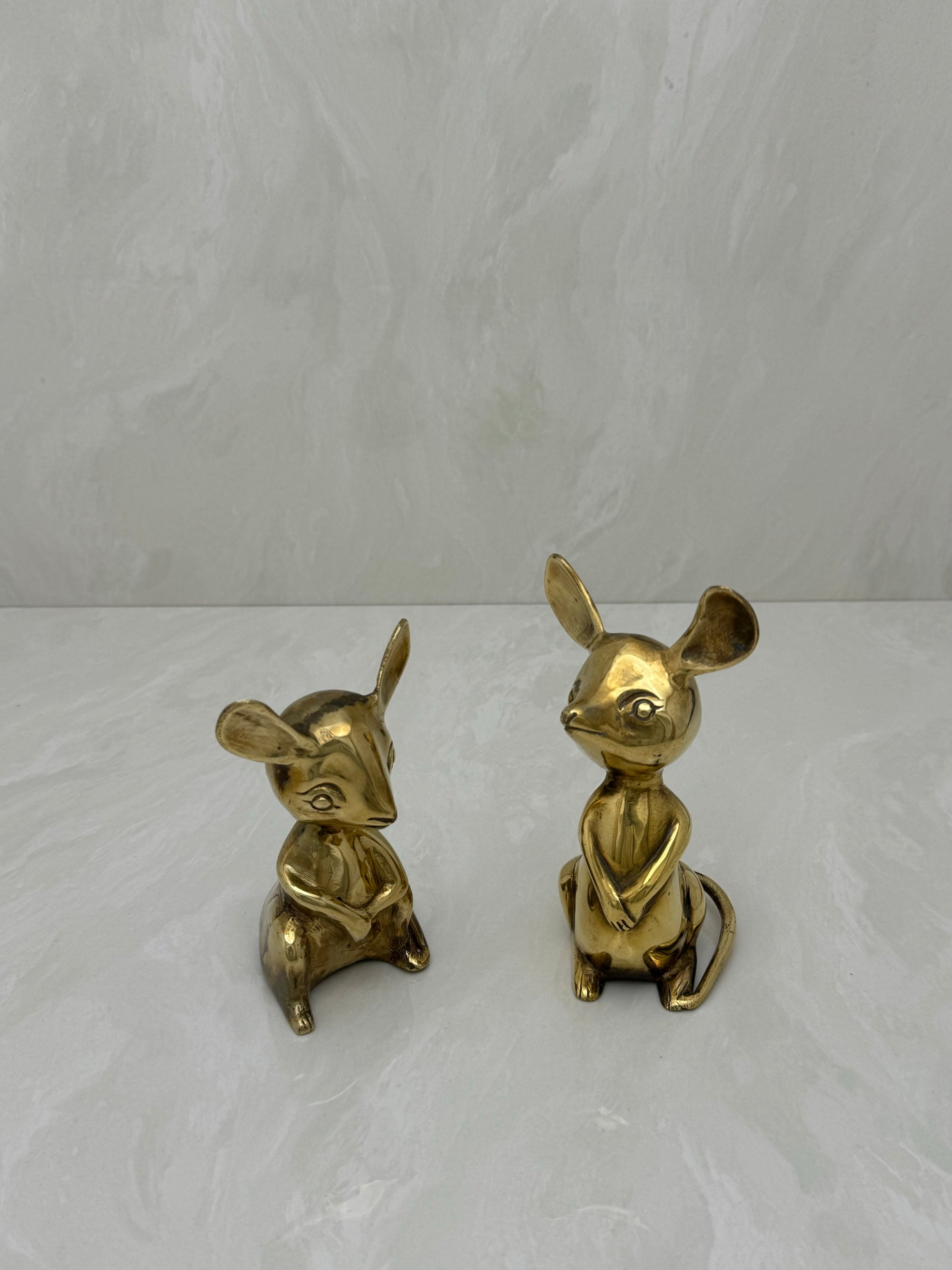 Vintage Brass Mice-A Pair