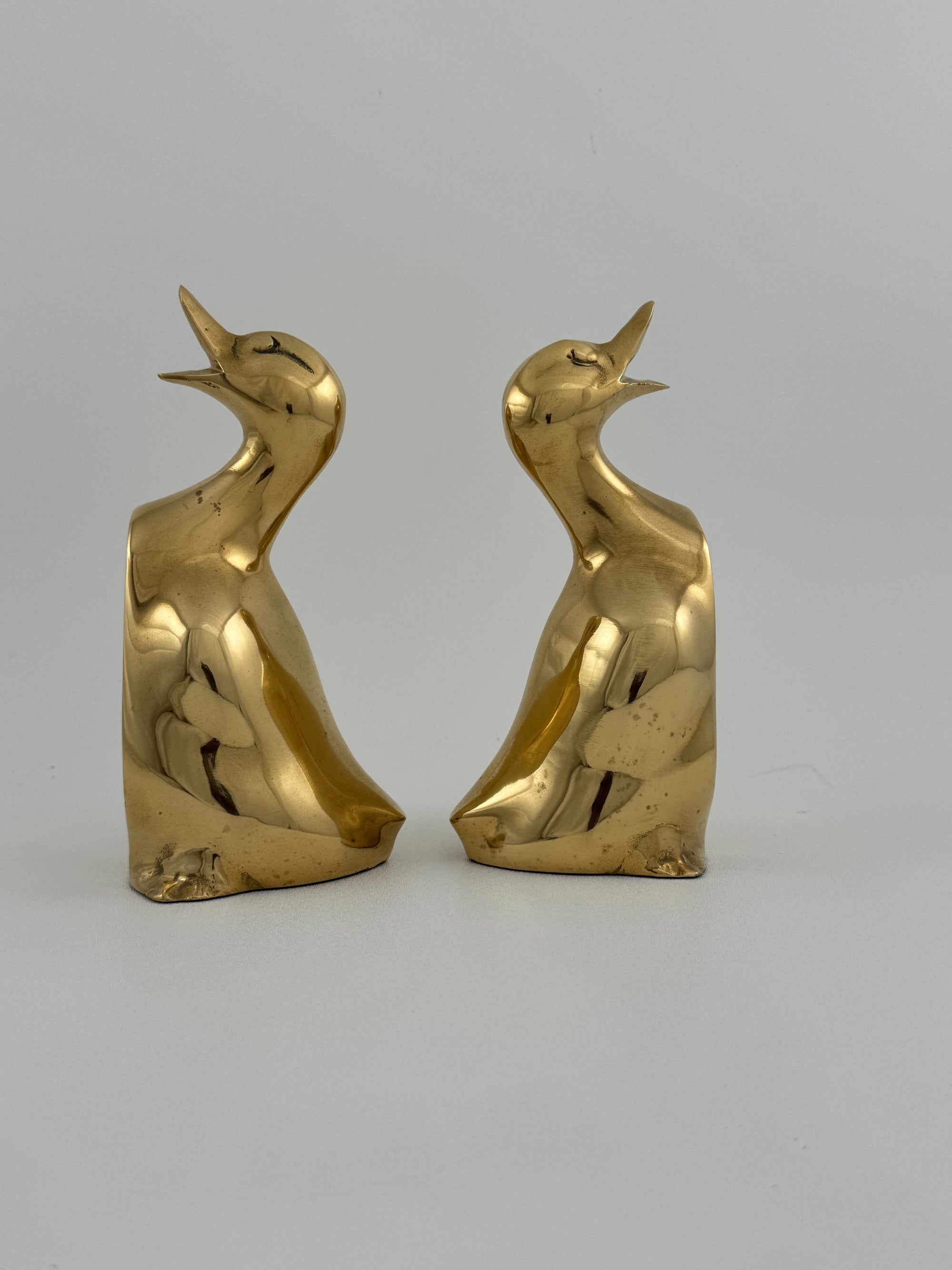 Vintage Brass Duck Bookends-A Pair