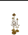 Vintage Brass Sun, Moon & Star Candle Holders – Celestial Mid-Century Trio-Over 1 Foot Tall