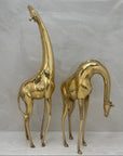 Vintage Brass Giraffe Pair – Tall Sculptural Mid Century Modern Figurines – Hollywood Regency Safari Decor – Statement Brass Animal Duo