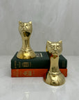 Vintage Brass Cat Head Bookends-A Pair