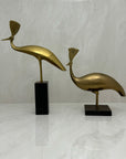 Vintage Brass Peacocks on Marble Bases- A Pair by Rosenthal Netter