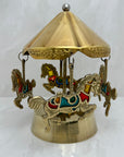 Vintage Brass Enesco Music Horse Carousel