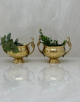 Vintage Brass Flower Bowls With Peacock Handles-A Pair