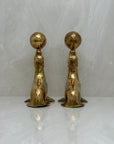 Vintage Brass Seal Bookends with Ball-A Pair