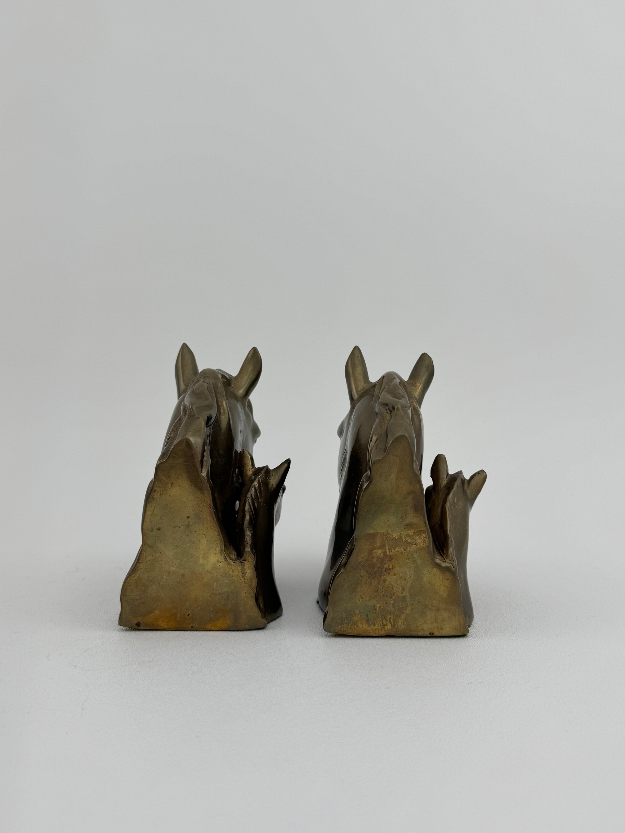 Vintage Brass Horse Head Mother and Foal Bookends-A Pair