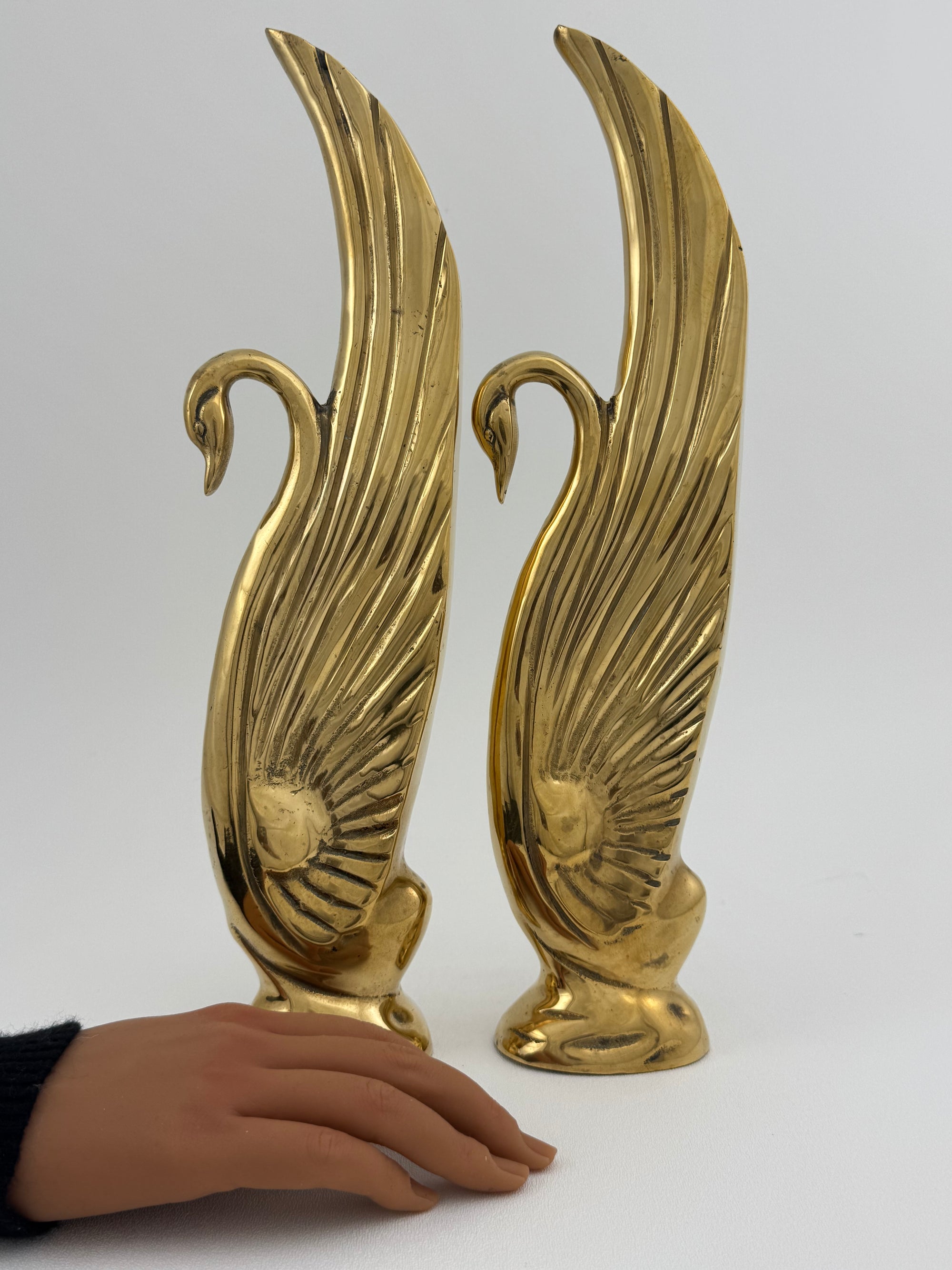 Vintage Brass Swans-A Pair