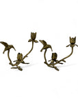 Vintage Brass Hummingbird Candleholders-A Pair