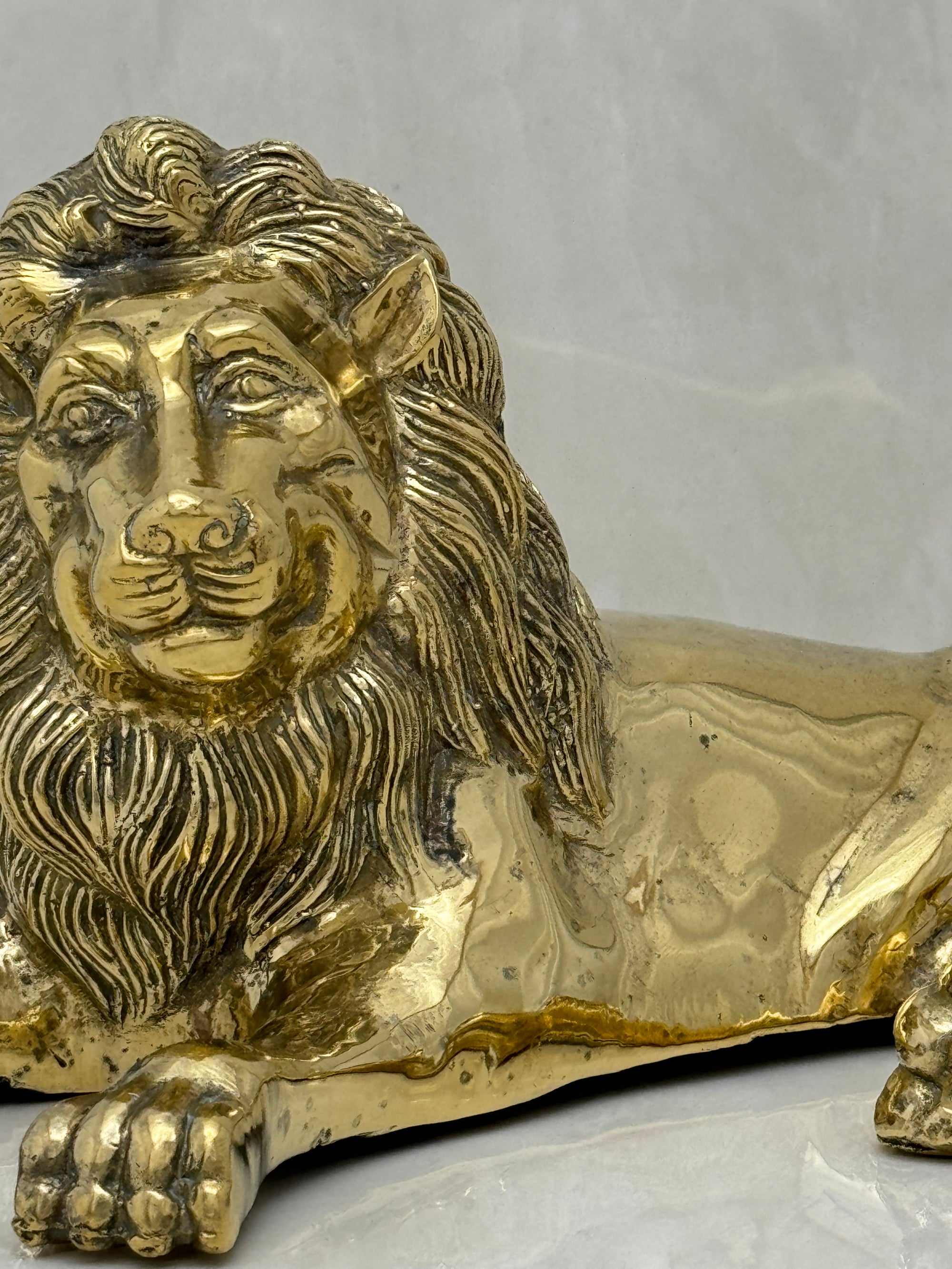 Highly Detailed Vintage Brass Lion