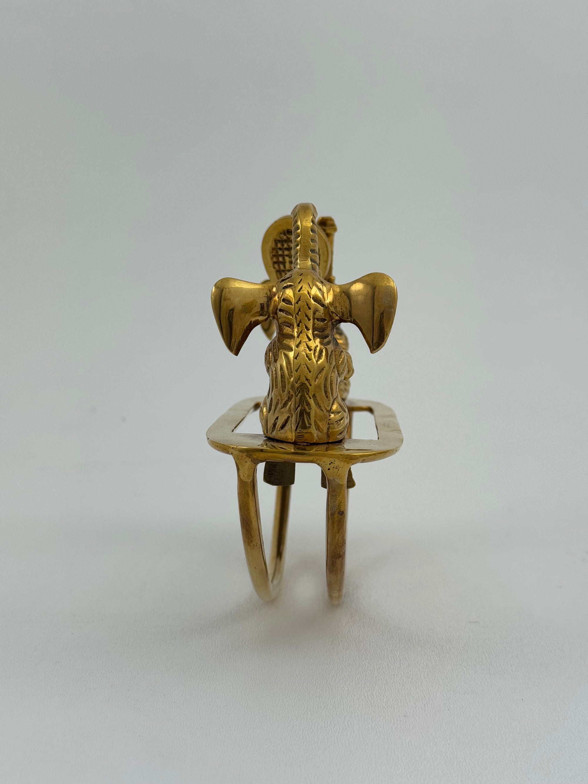 Vintage Brass Figurine of Elephants Enjoying a Tennis Match on a Teeter-Totter