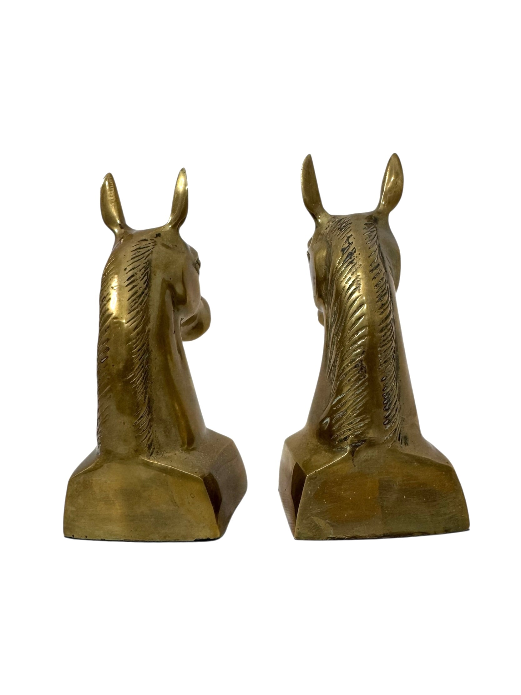 Large and Heavy Vintage Brass Horse Head Bookends – Handcrafted in Korea (Pair)