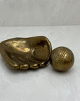 Vintage Brass Baseball Glove and Ball-A Two Piece Set