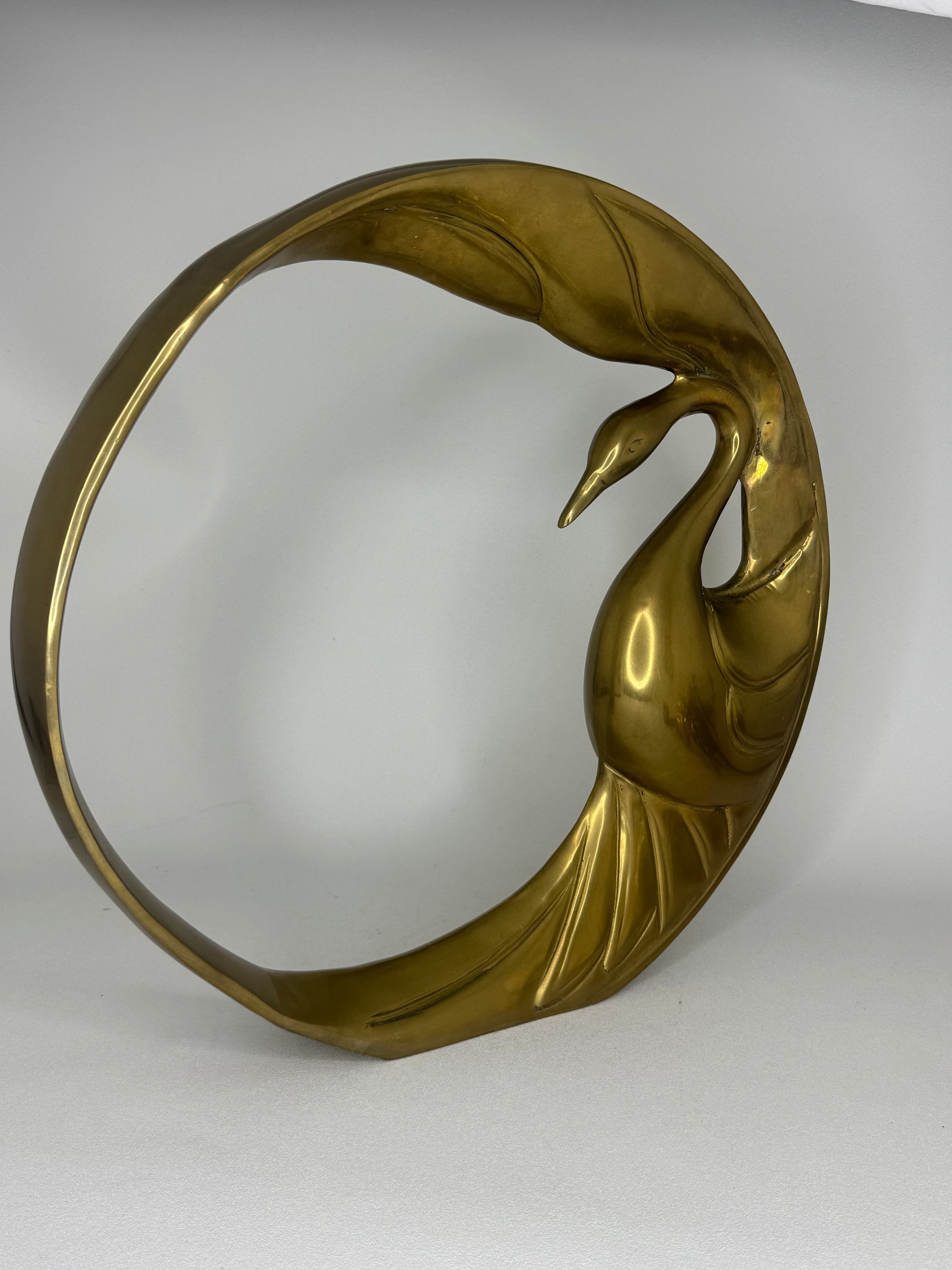 Dolbi Cashier 1984 Brass Swan Ring Sculpture – Large Mid Century Modern