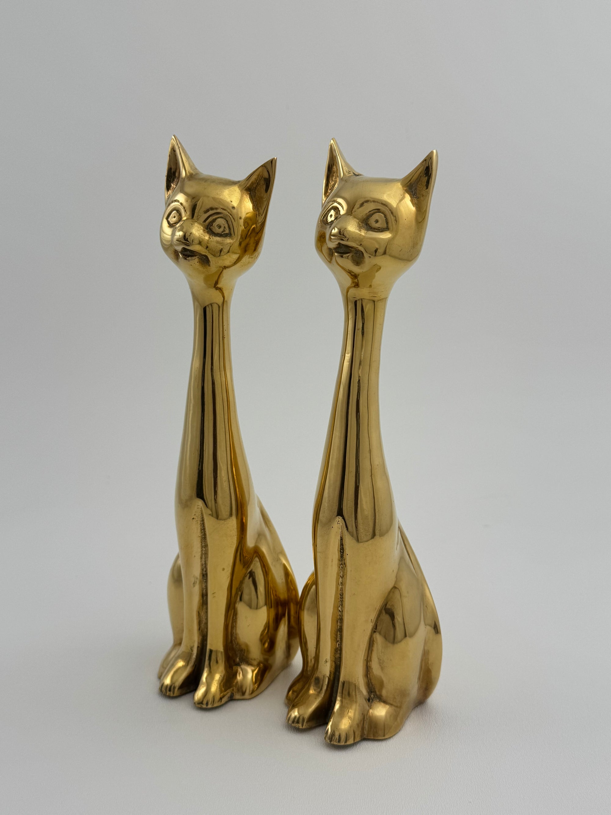 Slim MCM Vintage Brass Cats-A Pair