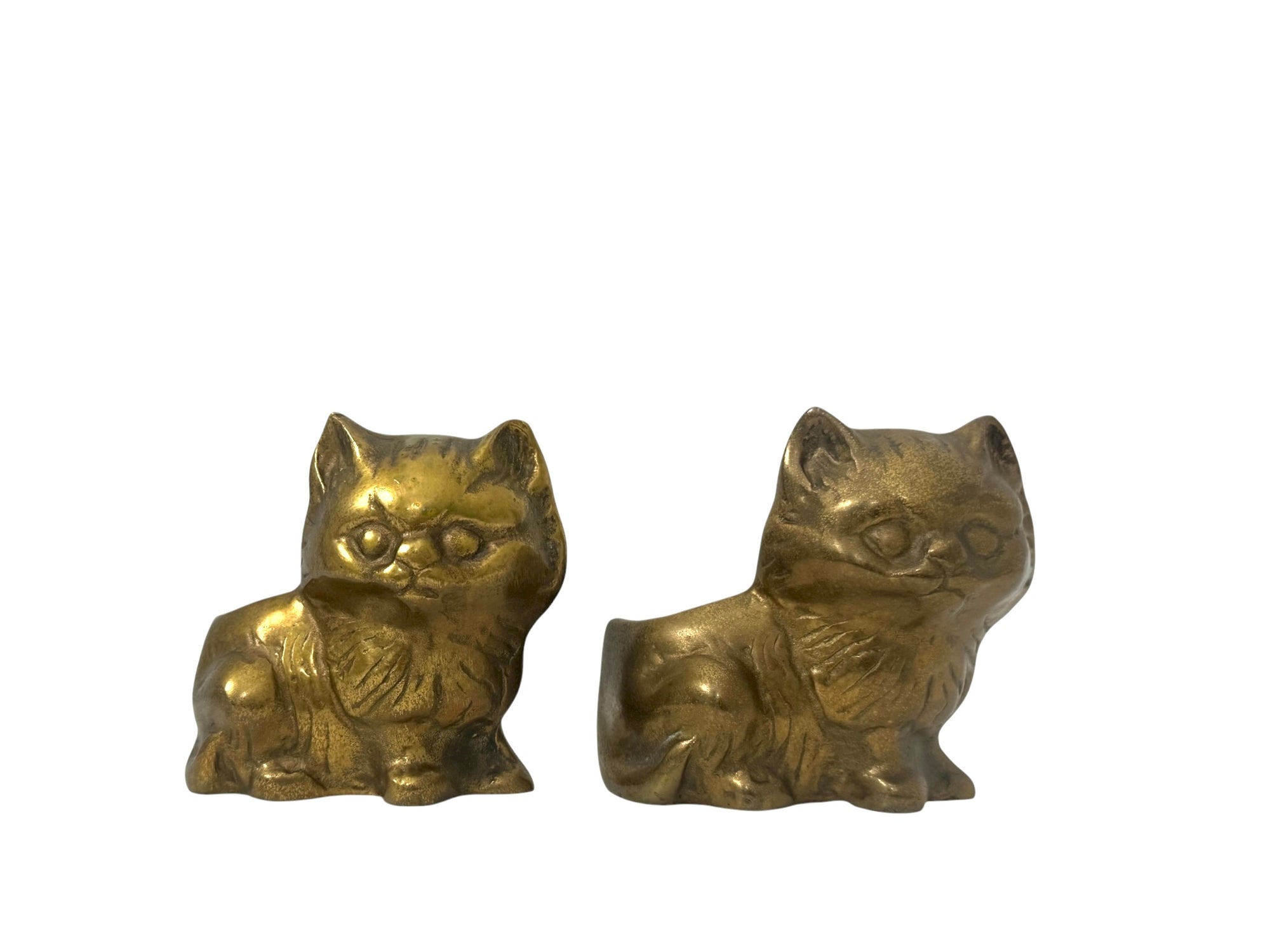 Vintage Brass Cat Planter Pair