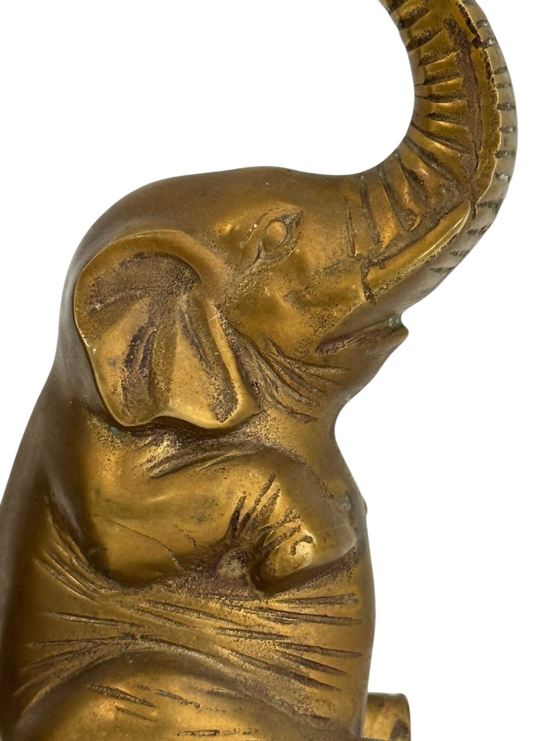 Vintage Brass Sitting Elephant Pair