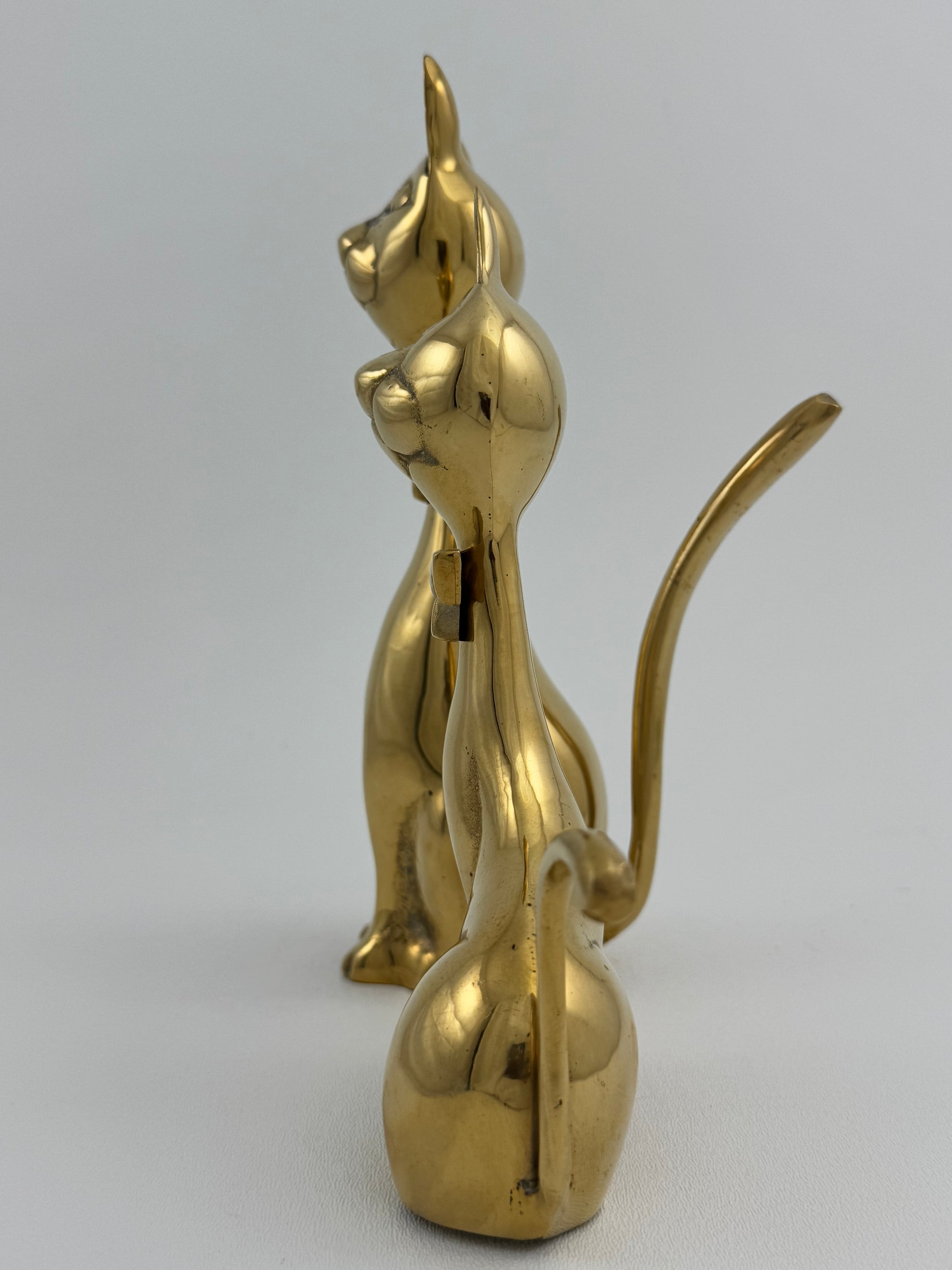 Vintage Brass Cats with Bow tie-A Pair