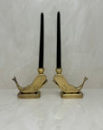 Vintage Brass Whale Candleholders