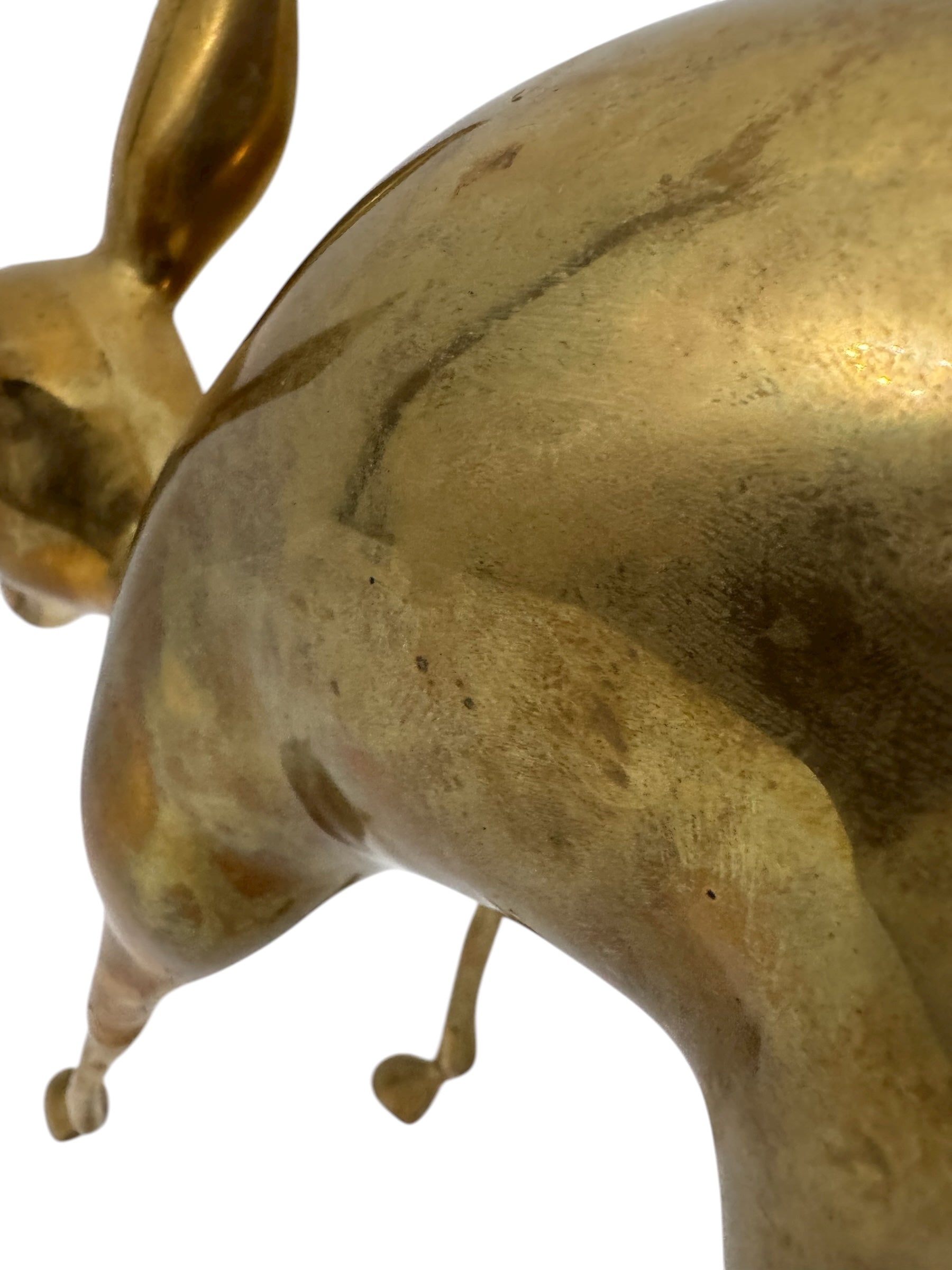 Vintage Mid-Century Modern Brass Fawn Sculpture – Graceful Grazing Deer | Hollywood Regency Animal Figurine |12.75 Inches tall