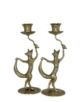 Dancing Fox Candleholders- A Pair