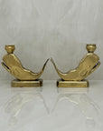 Vintage Brass Whale Candleholders