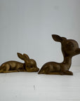 Vintage Brass Resting Deer Pair