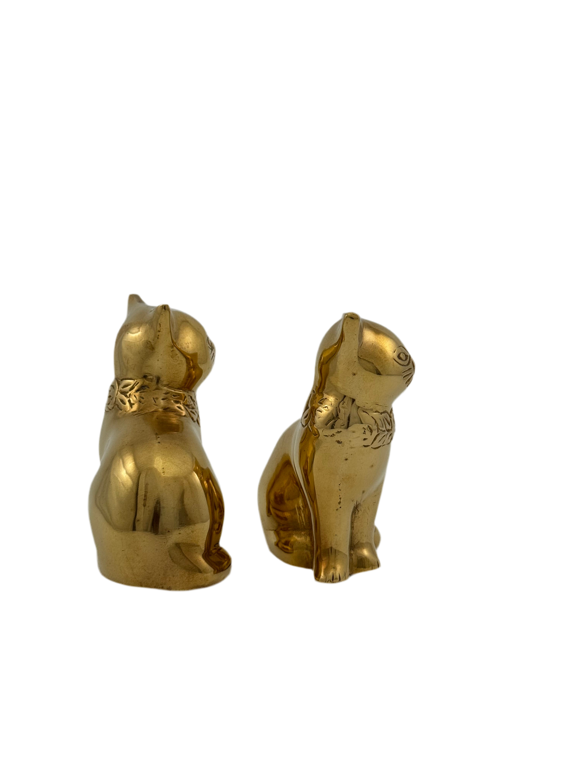Small Vintage Brass Cat Figurines-A Pair