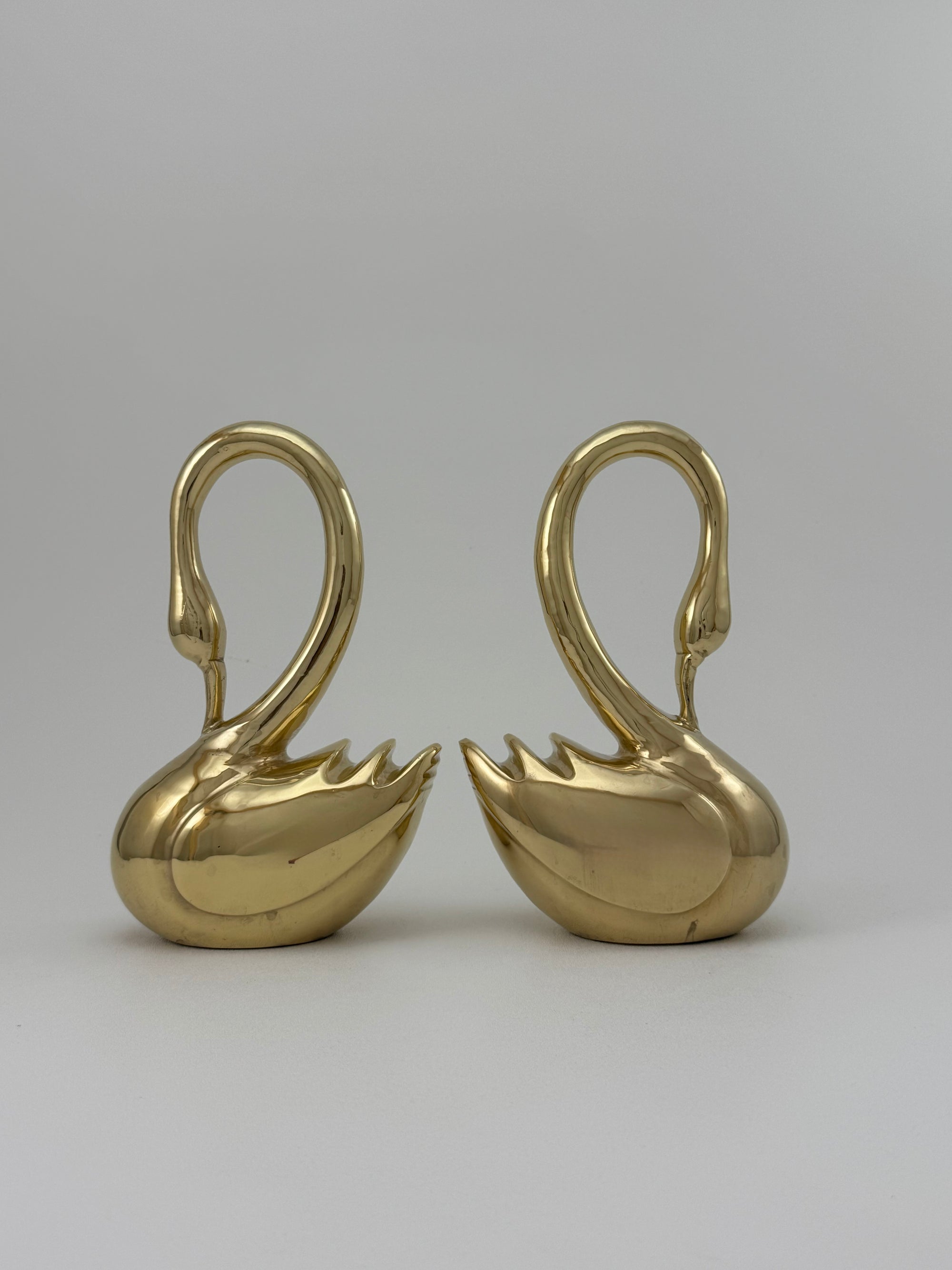 Vintage MCM Brass Swans- A Pair