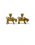 Vintage Brass Bull Candleholders