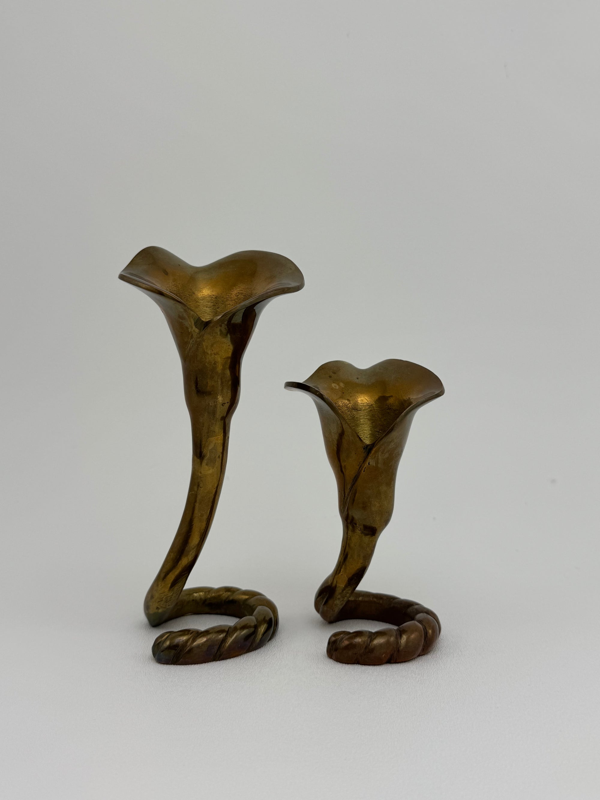 Vintage Brass Tulip Candlestick Holders-A Pair
