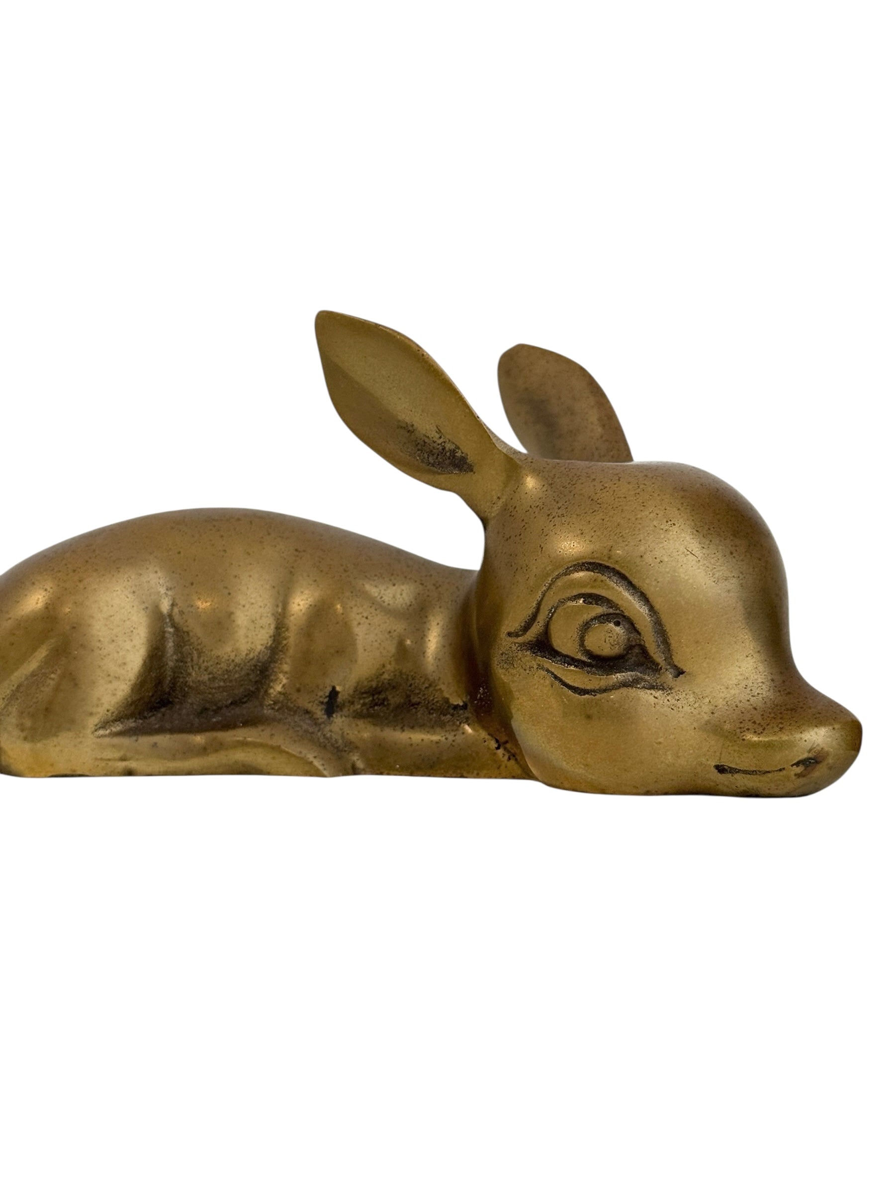 Vintage Brass Resting Deer Pair