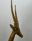 Dolbi Cashier Style Brass Gazelle Sculpture – 19” Tall Mid Century Modern Antelope – Statement Safari Decor