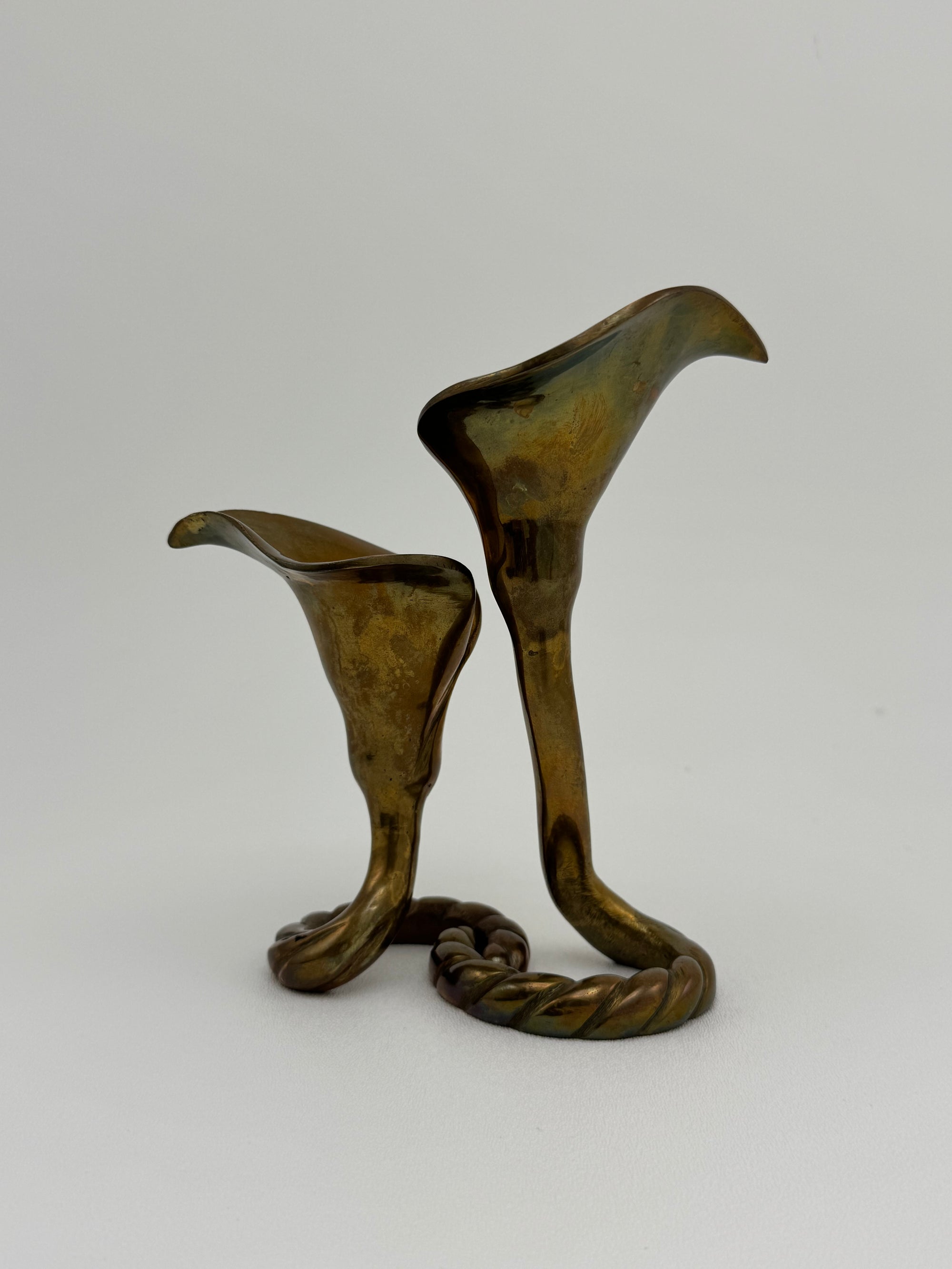 Vintage Brass Tulip Candlestick Holders-A Pair