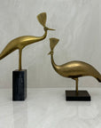 Vintage Brass Peacocks on Marble Bases- A Pair by Rosenthal Netter